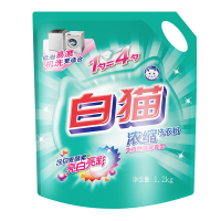 白猫新浓缩洗衣粉(丹麦进口生物酵素)1200g*6 亮白亮彩低泡易漂手洗机洗低温速溶