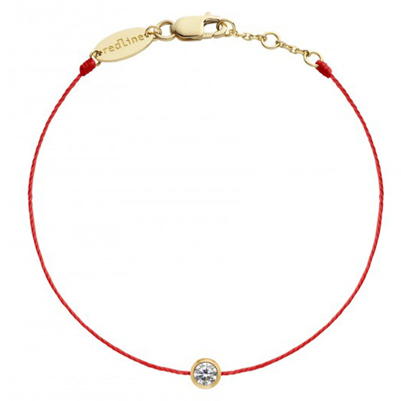 redline红线欧洲直邮女士新款18k白金镶嵌钻石宝石手链红绳自戴视频
