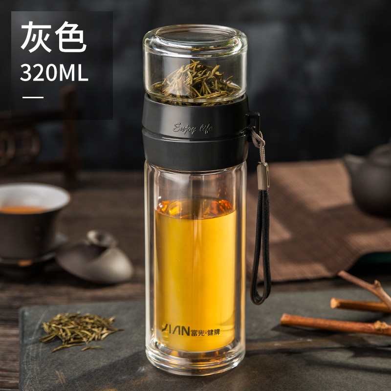 富光fga茶水分离泡茶杯双层玻璃水杯子男女便携随手杯创意过滤泡茶师