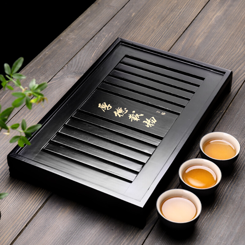 言艺(yanyi) 实木茶盘 茶台茶托盘 功夫茶海 储水排水均可 厚德载物43*27.5*6cm
