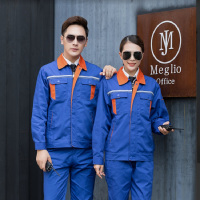 [规格:上衣+裤子 灰色桔领套装 S/M/L/XL/XXL 尺码可留言备注]工作服套装 长袖车间工人服 电焊汽修工作劳保