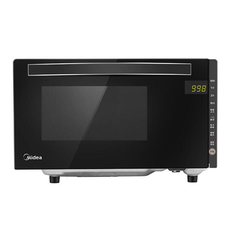 美的/Midea M3-208E 智能湿度感应20L加热黑色烧烤功能光波功能微波定时功能家用变频微波炉光波烧烤一体平板
