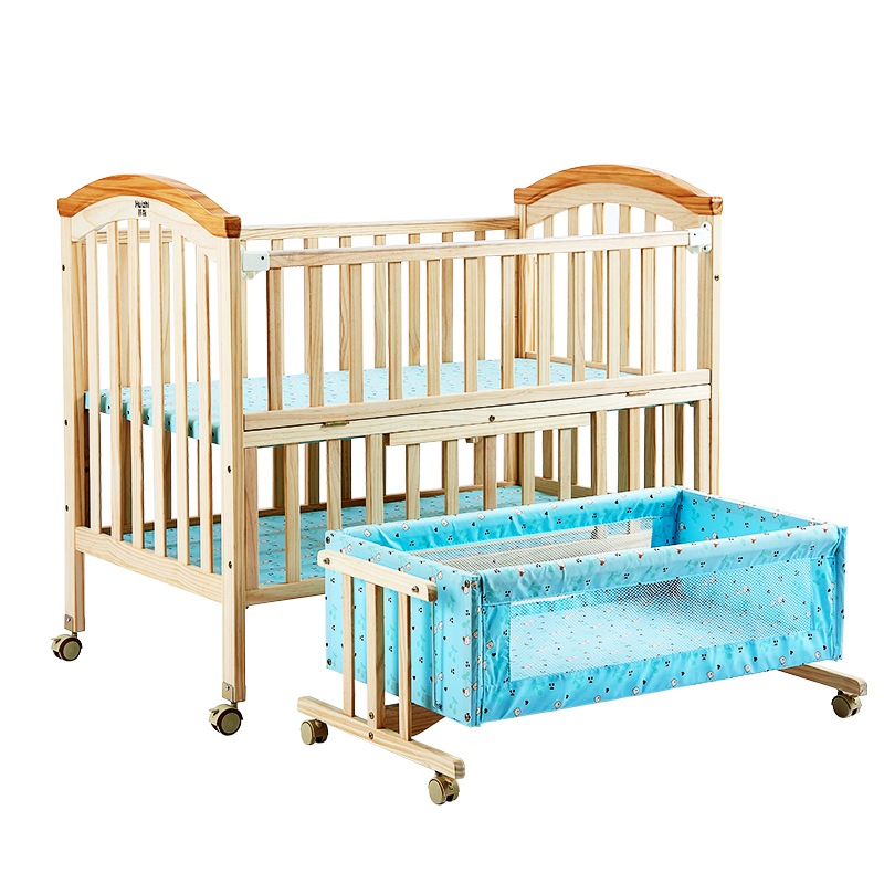 自营荟智(huizhi)婴儿床加长加大免漆实木新生儿摇篮床可拼接大床可