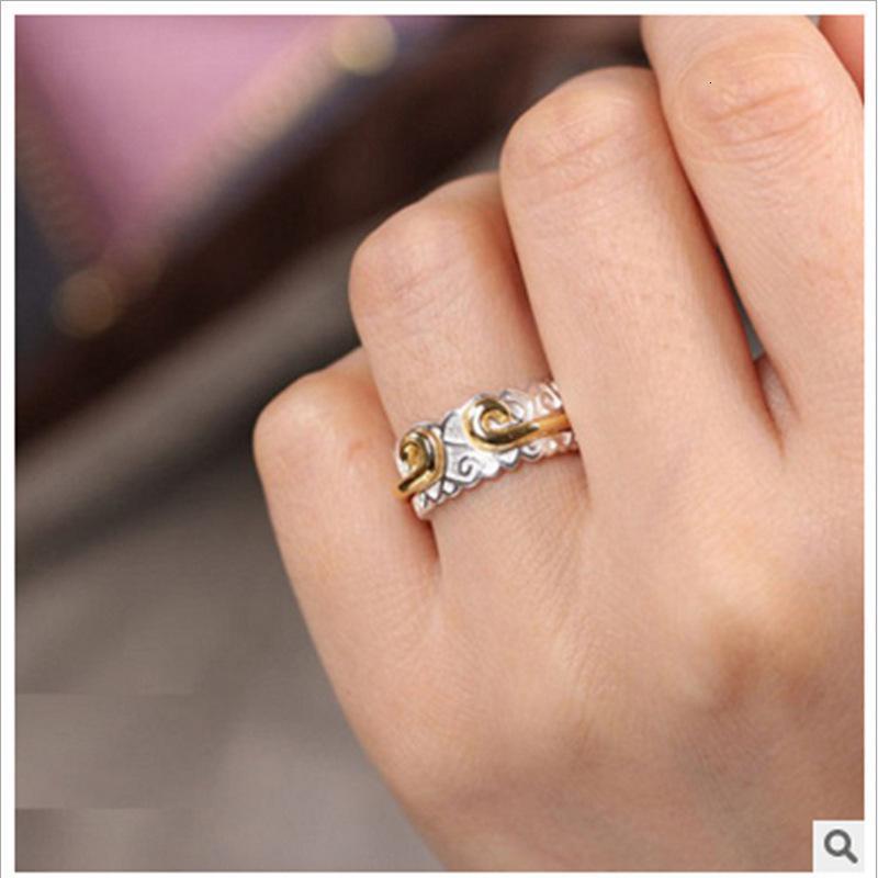 s925银紧箍咒祥云情侣对戒戒指亮银色送礼复古设计配饰饰品男女ywscx