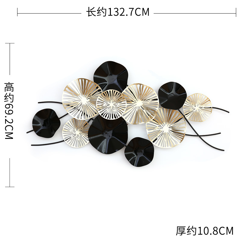 轻奢创意玄关金色铁艺壁挂墙饰新中式客厅沙发背景墙面装饰挂饰 三维工匠 《诗安》C黑色壁饰高清大图