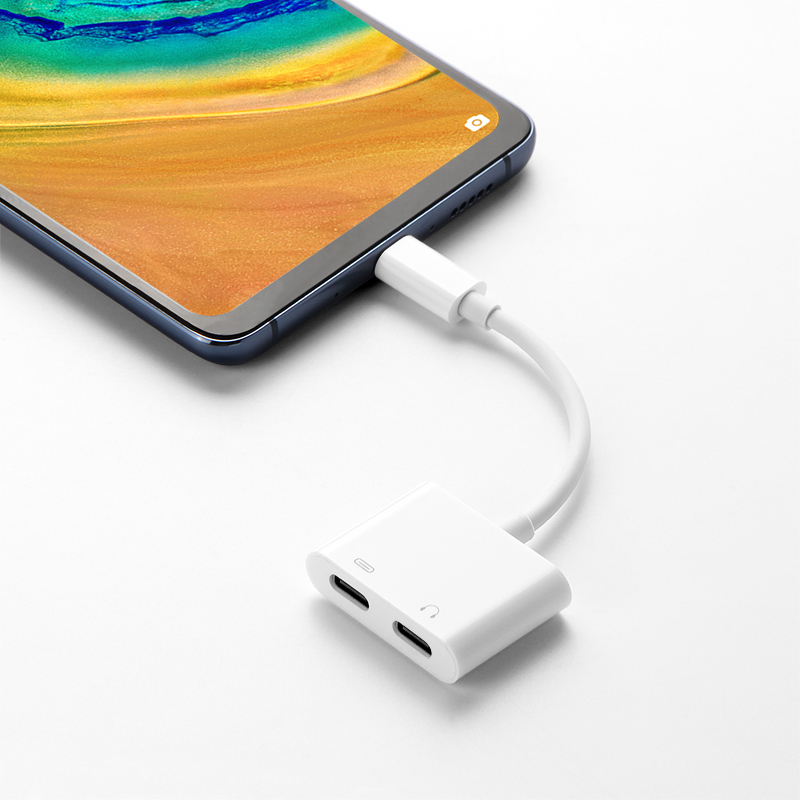 久宇华为p40pro手机mate3020prors二合一typec耳机转接器充电转接头