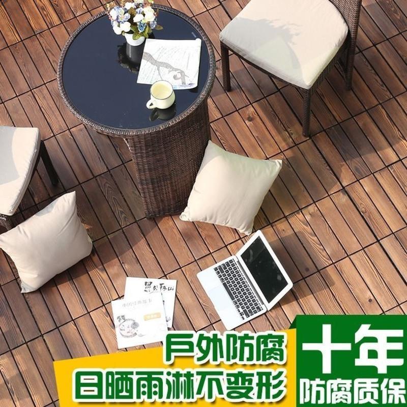 防腐木地板户外露台 防水木板 阳台拼接地板 庭院室外阳光房碳化 深度碳化款(1片地板)