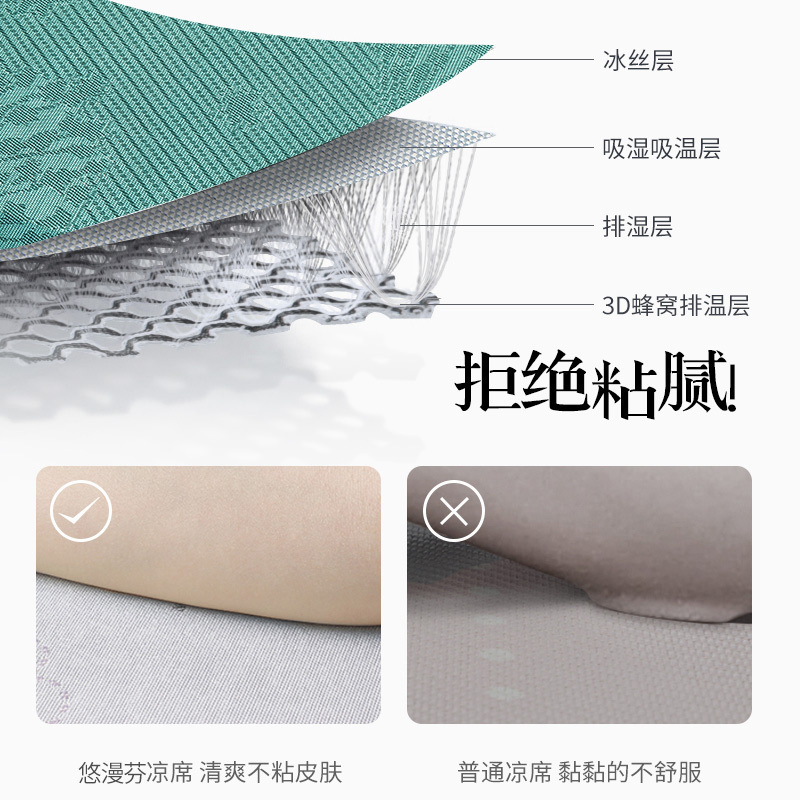 美帮汇冰丝凉席三件套夏天席子1.2单人学生宿舍1.5米夏季床单空调席1.8m高清大图