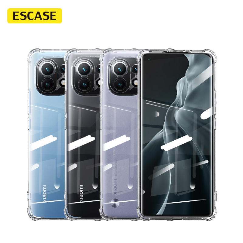 ESCASE [壳膜套装]小米11手机壳 11水凝膜 手机膜全屏覆盖非钢化膜 小米(MI)曲面保护膜 气囊壳