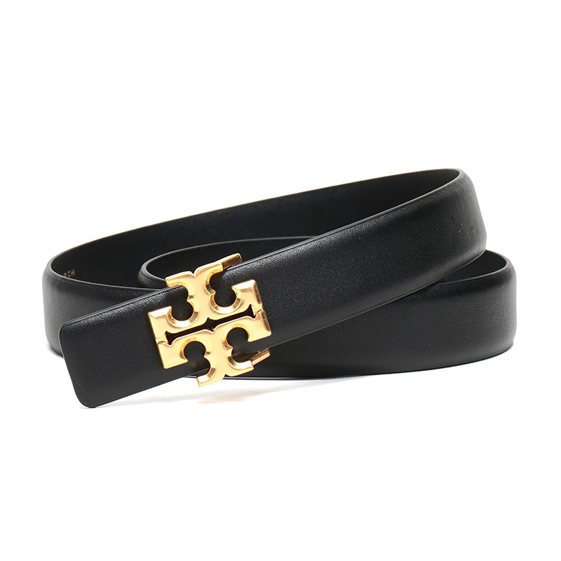 toryburch托里伯奇奢侈品女士kira系列皮革双t金色板扣式皮带腰带
