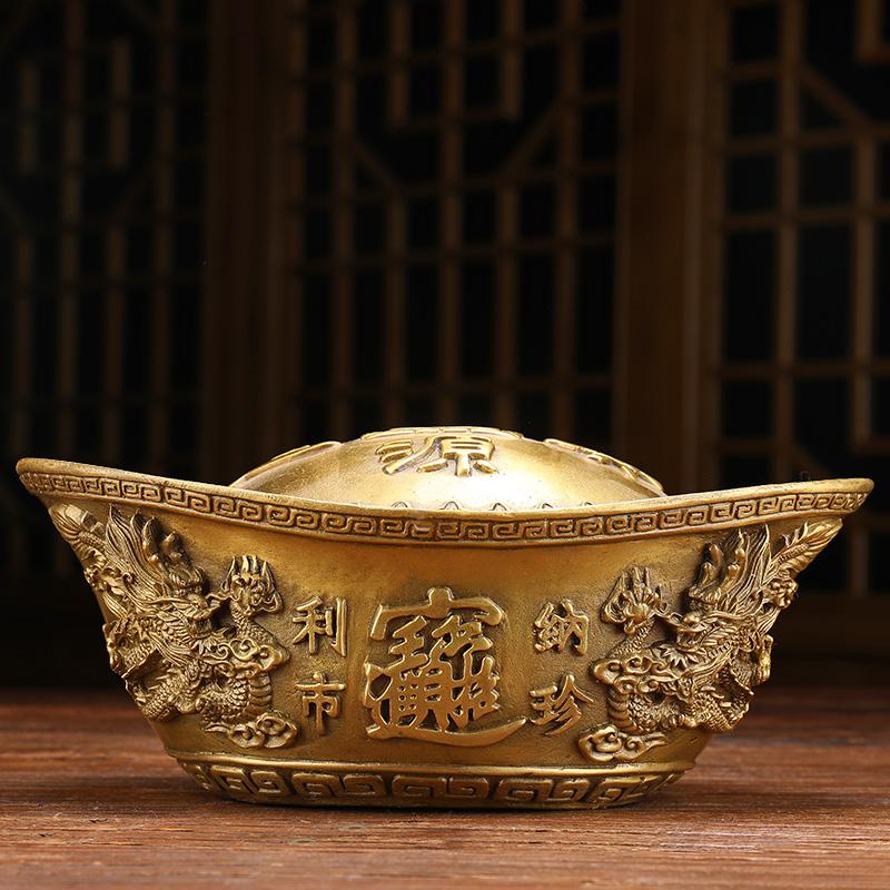 美帮汇铜元宝摆件 金元宝存钱罐家居装饰品供奉摆件高清大图