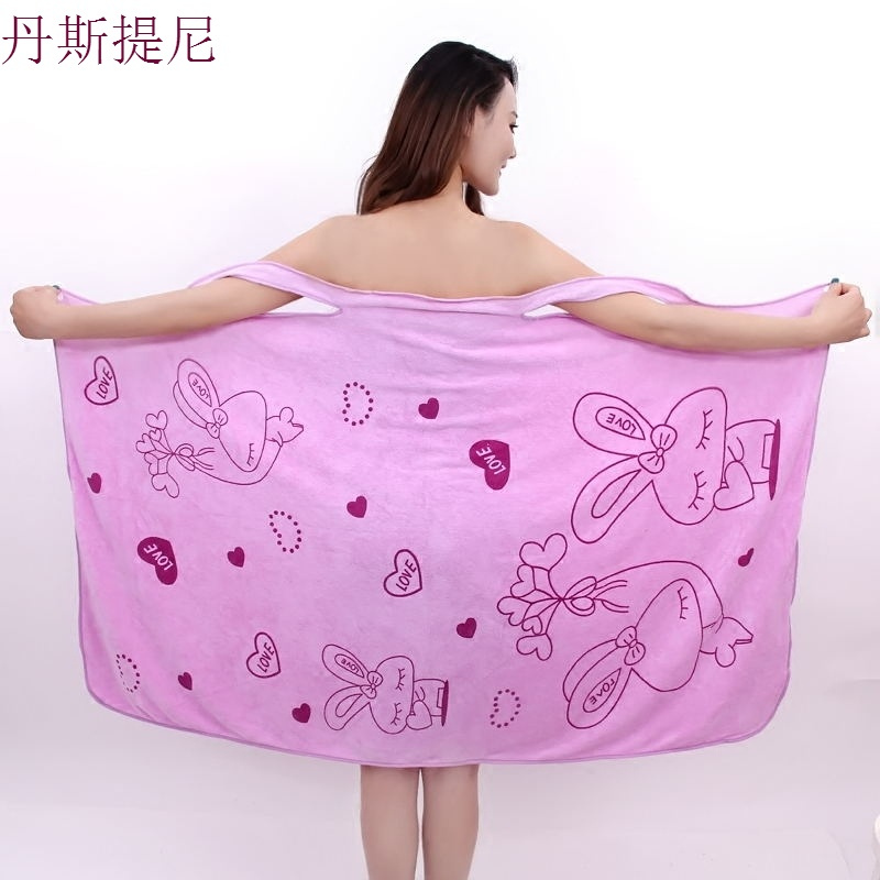 可穿式浴巾抹胸裙美容院女汗蒸服浴袍带睡衣比纯棉吸水浴裙浴衣