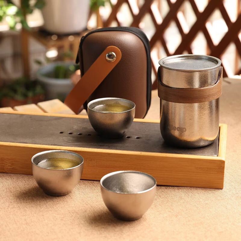 追璞追璞逸闲钛茶具套装便携快客杯 本色