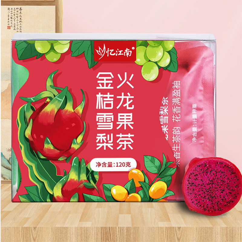 忆江南果茶甜润爽口果香四溢浓郁清甜雪梨金桔火龙果茶105g