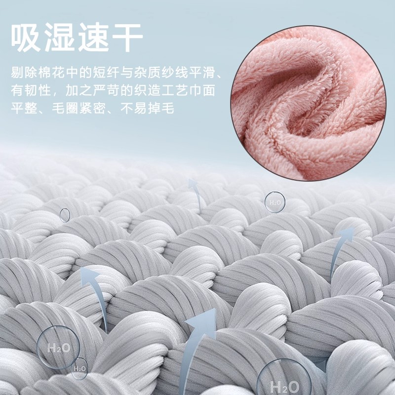 金号纯棉家用成人男女洗脸毛巾全棉情侣加厚洗澡面巾柔软160克 TS1227蓝灰2条装76*33cm高清大图