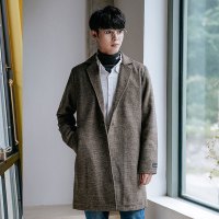韦斯普 2019春季新款文艺港风男士中长款呢子夹克男高品质男装外套X8811