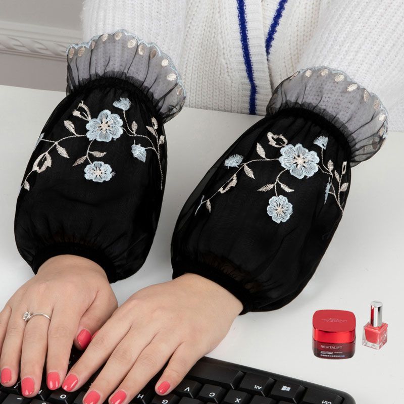 韩版套袖成人可爱蕾丝袖套女士短款学生防污护袖头秋冬季办公袖筒袖套