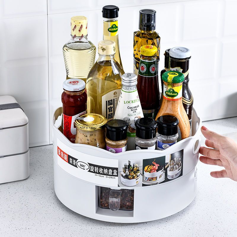 厨房旋转调味料收纳架置物架调味料储物架厨房储物收纳架收纳盒
