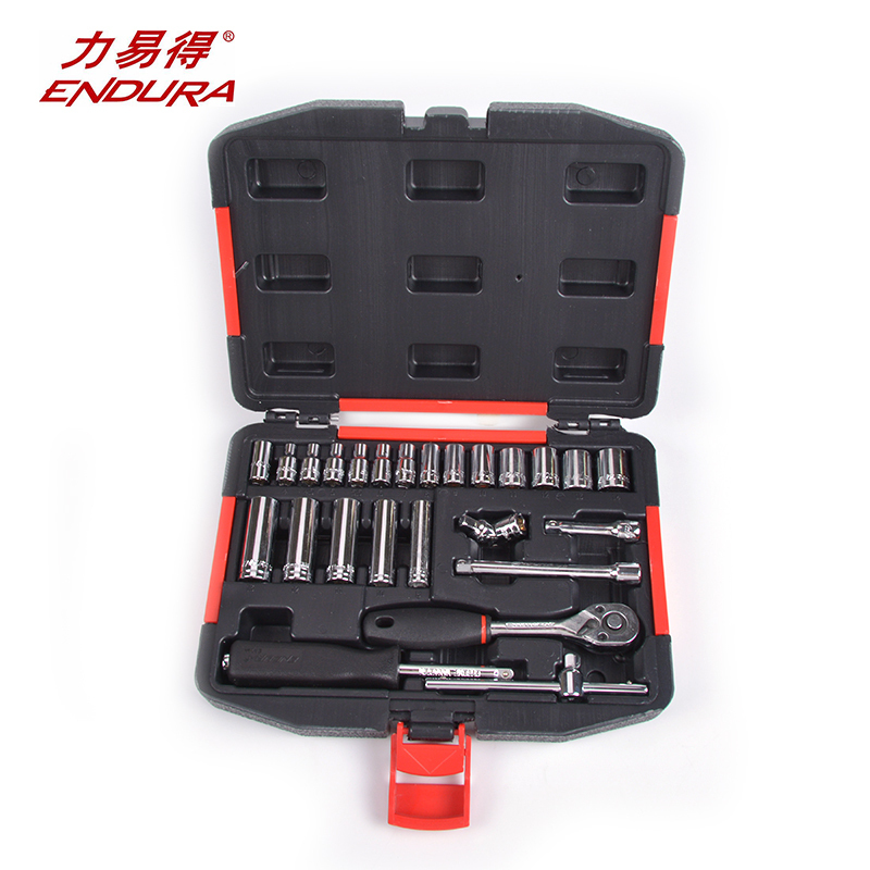 力易得(ENDURA)25件6.3mm系列套筒组套维修工具套装手动工具组套E1231