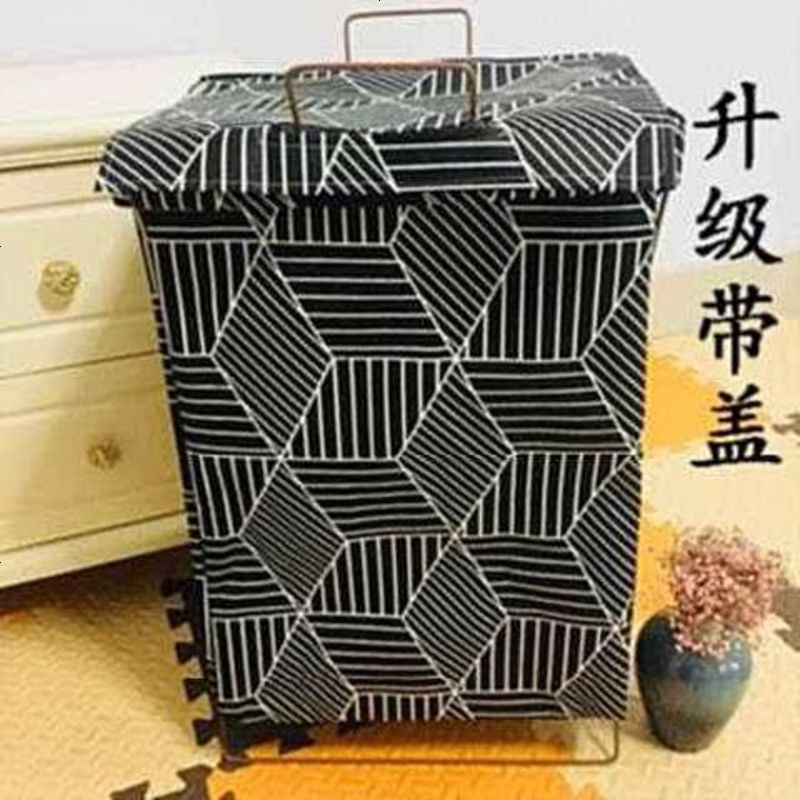 收纳筐可爱卡通布艺落地式脏衣桶白色衣物脏衣篮手提尿布收纳 墨绿色 18墨绿色
