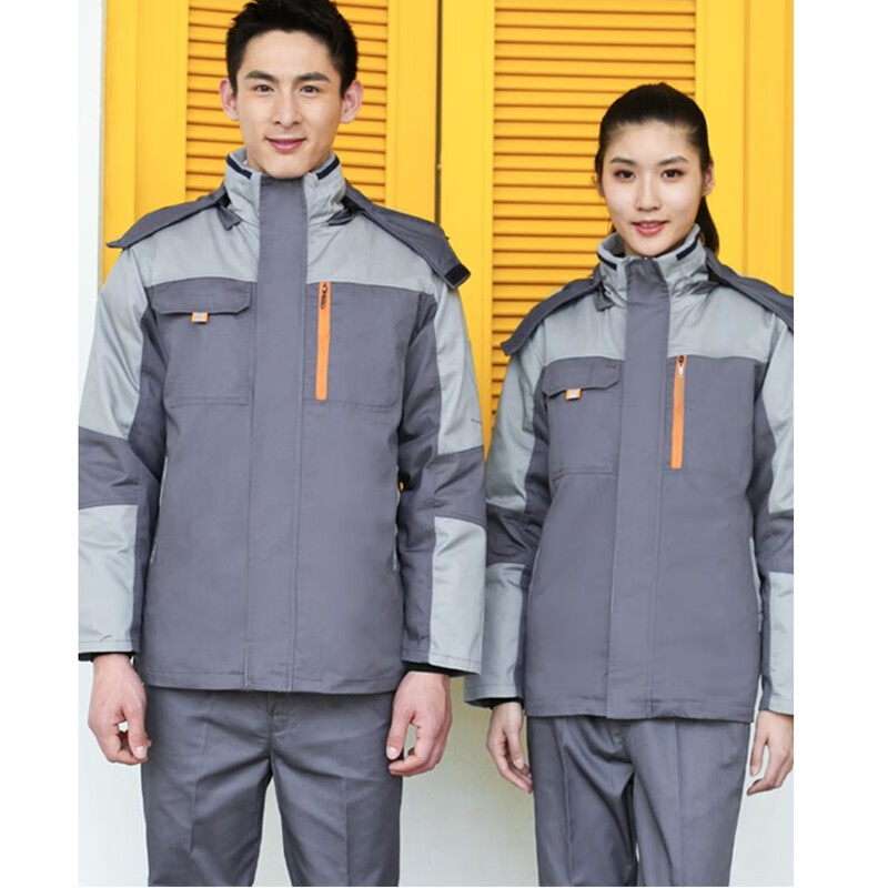 谋福 冬季工作服棉服 棉衣工程汽修劳保服棉袄【深灰拼浅灰】170/L