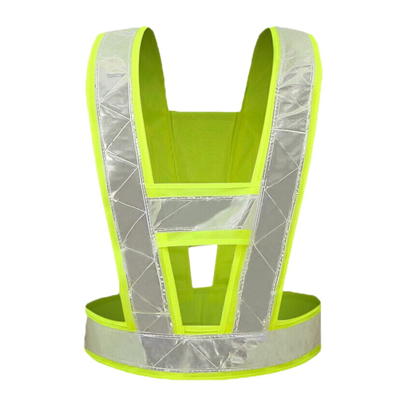 鸣固 反光背心防汛马甲反光衣反光背带跑步背心交通骑行马甲汽车安全警示马甲环卫 V字型反光背带荧光黄高清大图