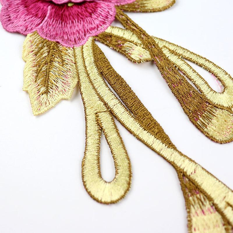 中国风大号长条刺绣花布贴衣服旗袍补丁贴服装辅料装饰贴需缝制紫色