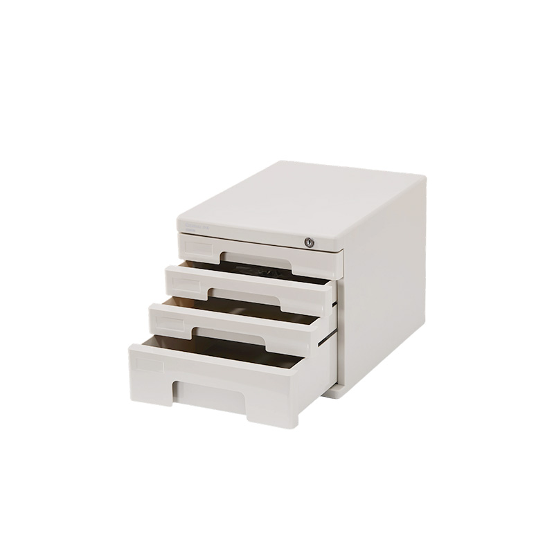 齐心 ZB0009 塑胶文件柜 4层带锁 灰 单个装高清大图