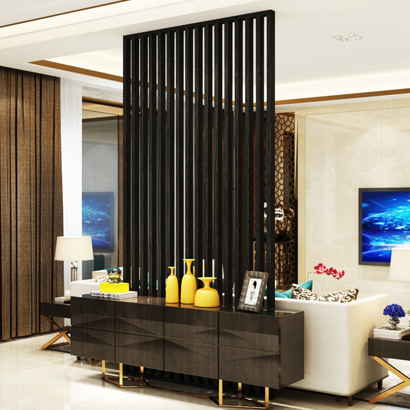 新中式玄关隔断实木屏风 栅栏装饰客厅茶楼酒店 现代简约座屏定制 胡桃木宽120cm*高240cm顶天立地 整装高清大图