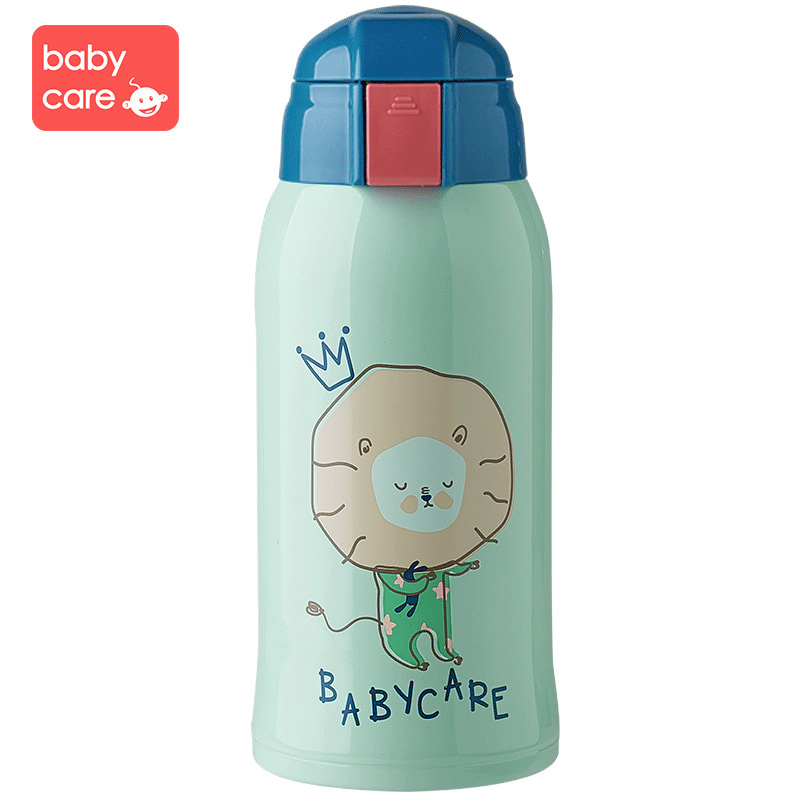 babycare儿童保温杯316 婴儿宝宝学饮杯带吸管水杯防摔幼儿园水壶 晨嗬绿 2960