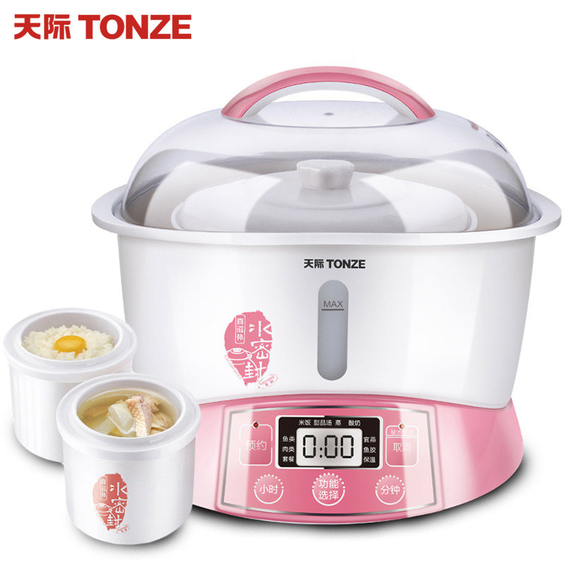 天际电炖盅GSD-W122B隔水炖一锅三胆家用电炖锅白瓷内胆燕窝煲汤煮粥锅bb煲 全自动预约定时2-3L/2.2升