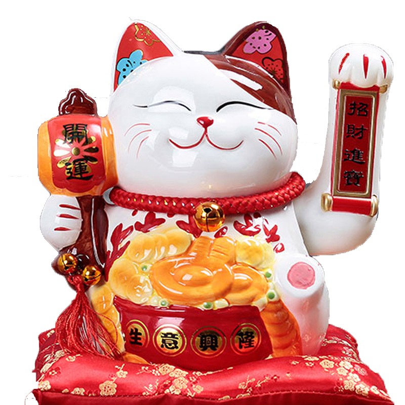 猫摆件自动招手店铺开业陶瓷大号电动摇手发财猫家居创意礼品 三维工匠 11寸八方来财B款猫高清大图