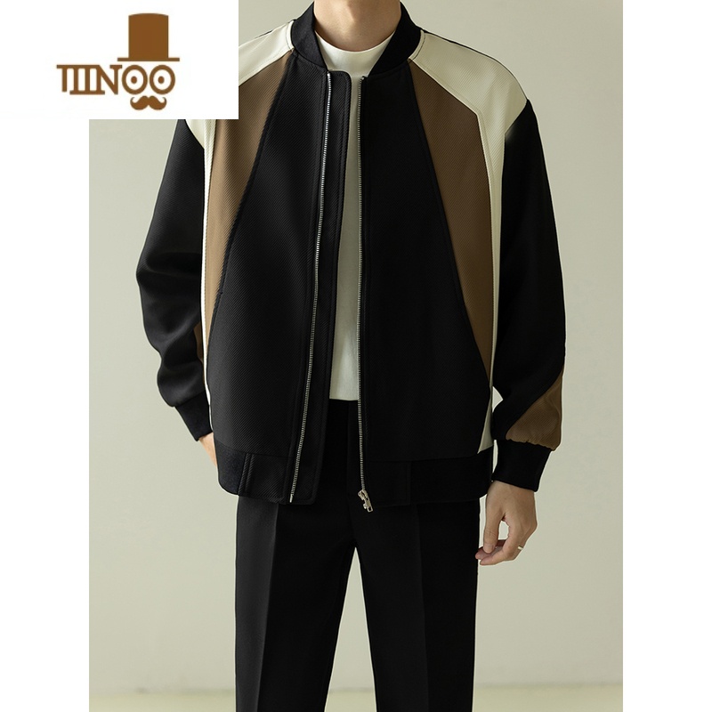 YANXUTWENTY FIVE 夹克外套男新款韩版轻熟风拼接棒球领上衣服潮高清大图