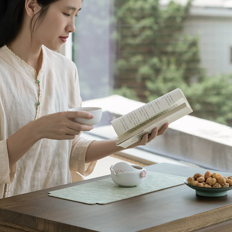 万仟堂(Edenus)快客杯旅行便携茶具一壶一杯套装女性茶具 羊脂白釉 梅花客/套高清大图