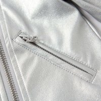 [2件2折价:38]米喜迪mecity童装春新款女童时尚银色机车皮夹克潮酷外套