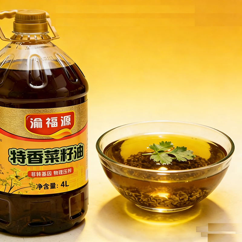 渝福源4L小榨特香菜籽油物理压榨 四川风味高清大图