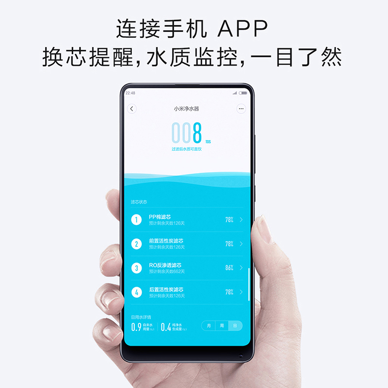 小米(mi)净水器家用直饮厨下式厨房净水机1A 400加仑大流量无罐反渗透纯水机即滤即饮