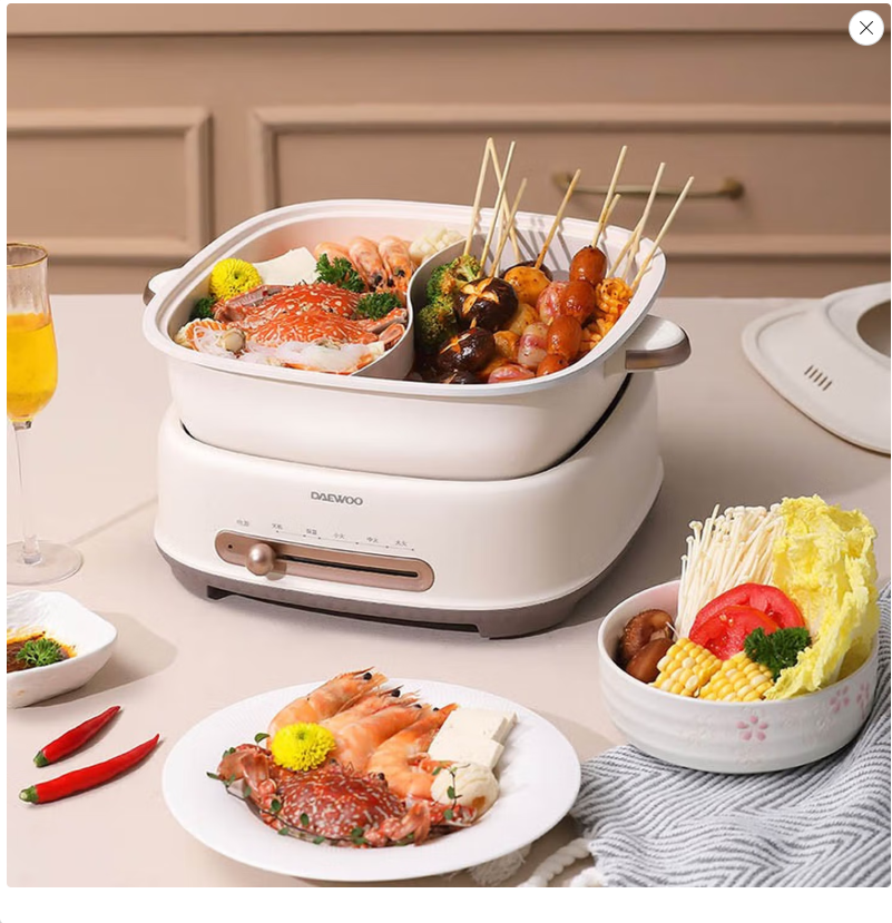 大宇智能电火锅多功能煮食机大容量速热不粘锅时尚便携健康煮食神器高清大图