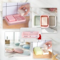 收纳用品肥皂盒双格皂盒便携带盖卫生间大号大双体沥水香皂盒收纳盒生活日用
