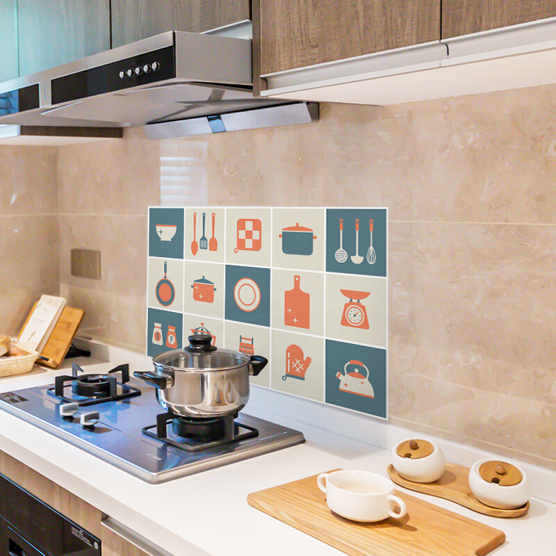 墨斗鱼 油烟贴 美食餐具45*75cm两片装2746 厨房防油烟贴耐高温贴纸