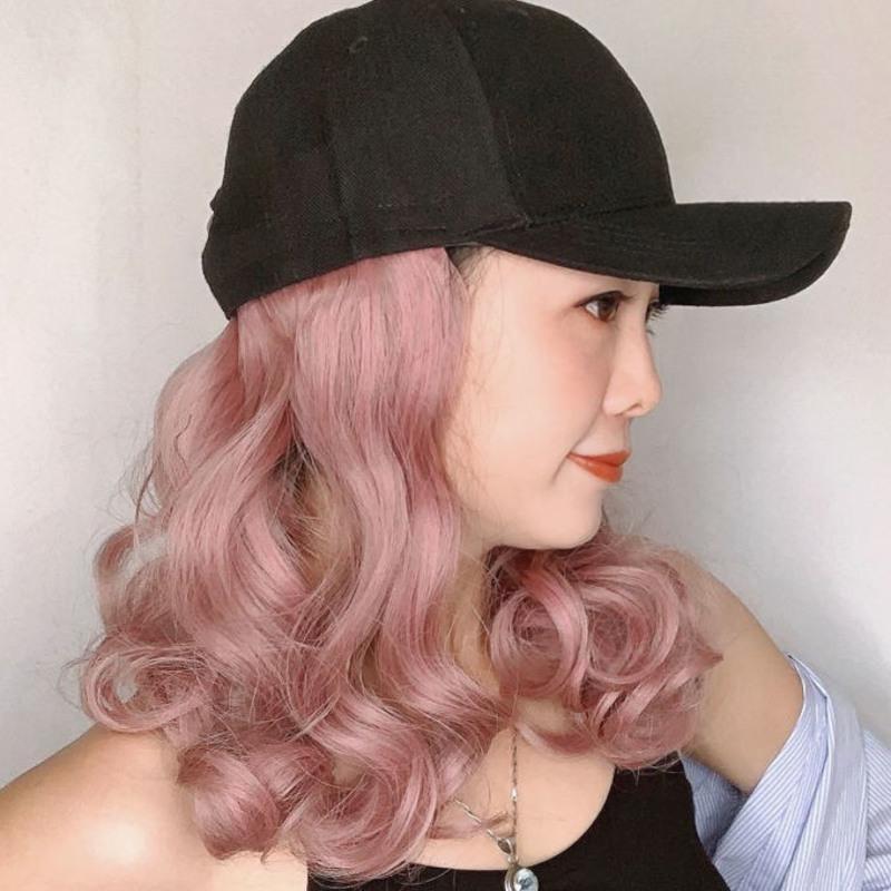 棒球帽假发帽一体时尚中长卷发鸭舌帽女短发仿真假发可拆卸春夏款 棒球帽短卷发-深棕色 2/33