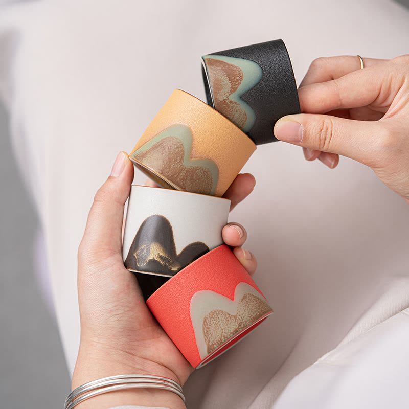 苏氏陶瓷(SUSHI CERAMICS)手绘釉画彩千里江山四色杯温茶套装干泡盘雅白文创伴手礼套组图片