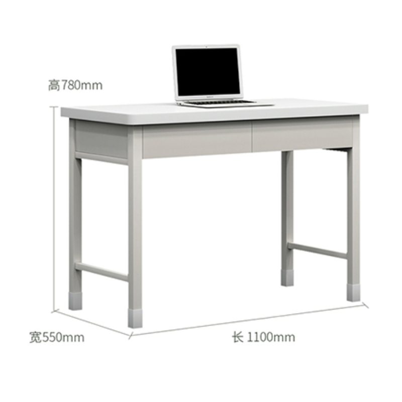 富路达钢制学习桌写字桌学员电脑桌内务办公桌宿舍干部二抽桌+两椅高清大图