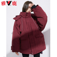 yaloo/雅鹿羽绒服女短款2018新款时尚宽松工装加厚oversize外套潮