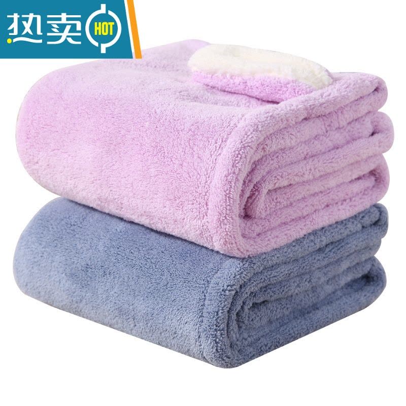 敬平干发帽女吸水包头巾擦长头发加厚柔软毛巾儿童可爱浴帽单条 简约干发帽-紫色图片