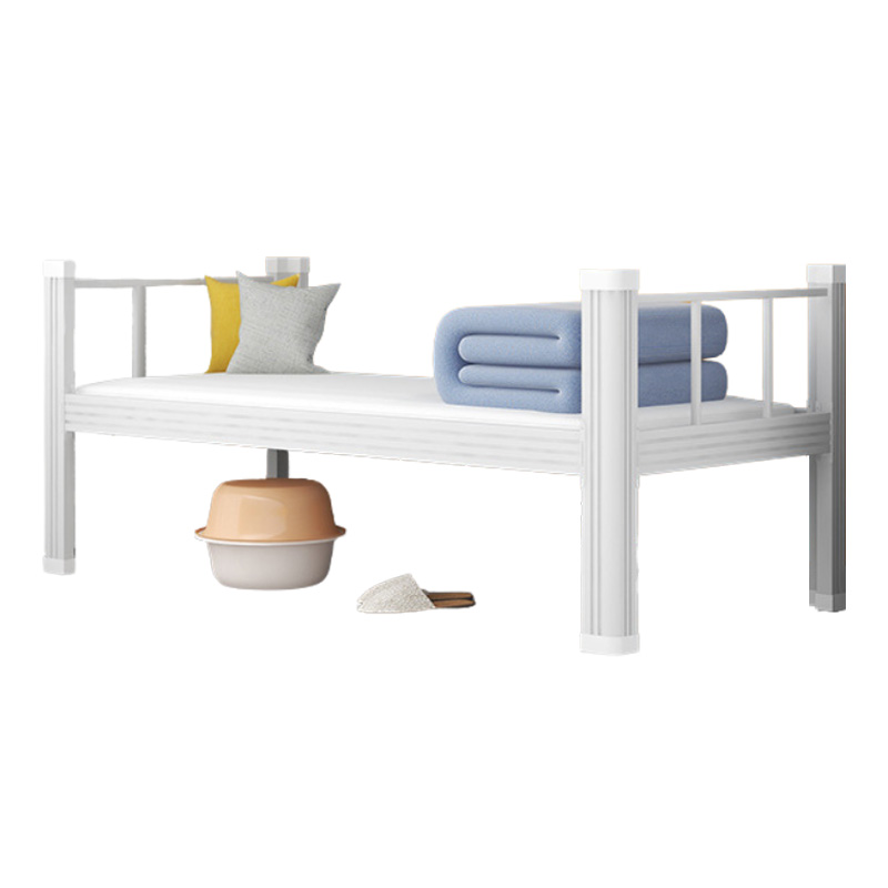 铭威盾单层铁架床学生宿舍单层床公寓床员工寝室架子床型材铁艺床白色单人床2000*1500*850床+床板+床垫高清大图