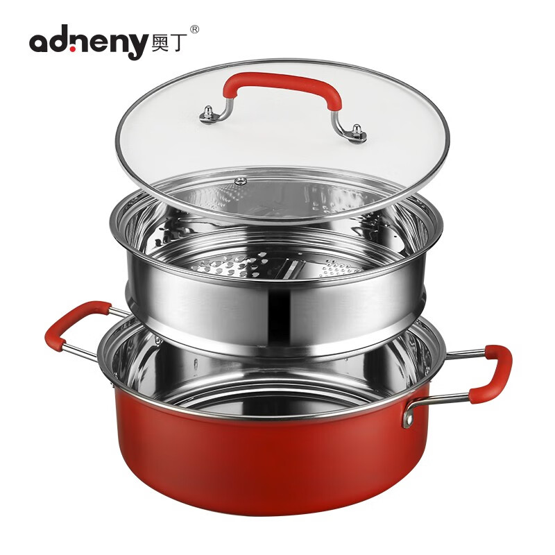 奥丁(adneny) 爱溢家厨具系列 Z-115炫丽系列 多用蒸火锅28cm 红色高清大图