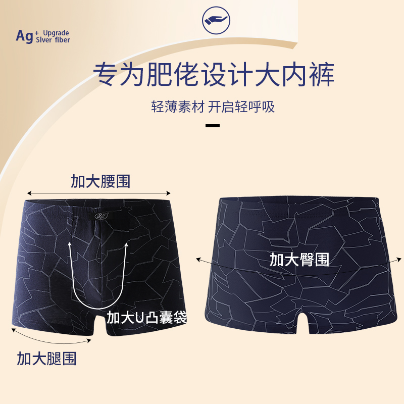浪沙男士内裤男士平角棉大码胖男士100kg加码超大宽松平角短士高清大图
