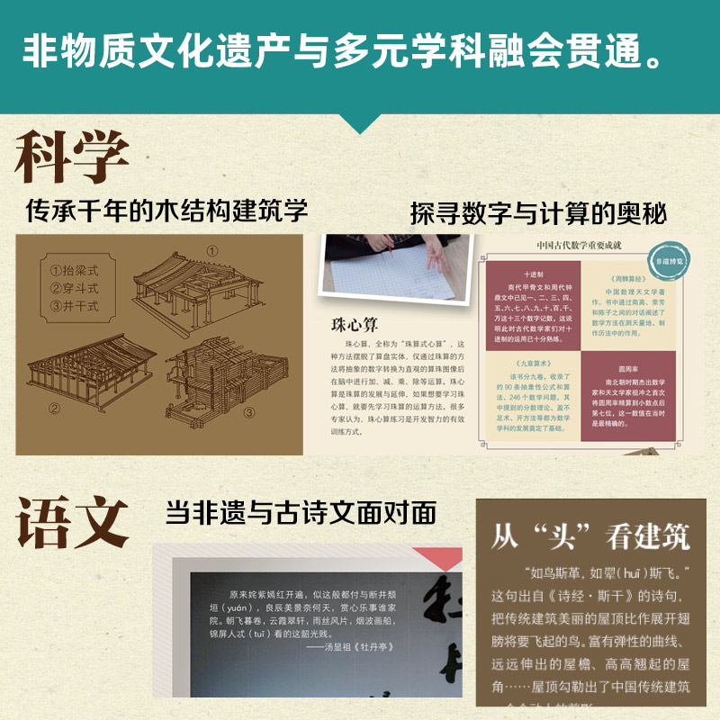 [全套3册]少年博物之非遗里的中国 [正版]少年博物之非遗里的中国全3册中华传统文化古代四大发明民俗礼俗节日手工艺术科普高清大图