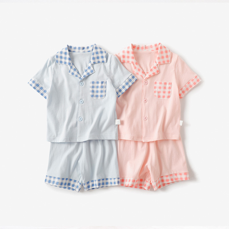 精典泰迪儿童睡衣短袖套装夏季宝宝半袖开衫男女童家居服